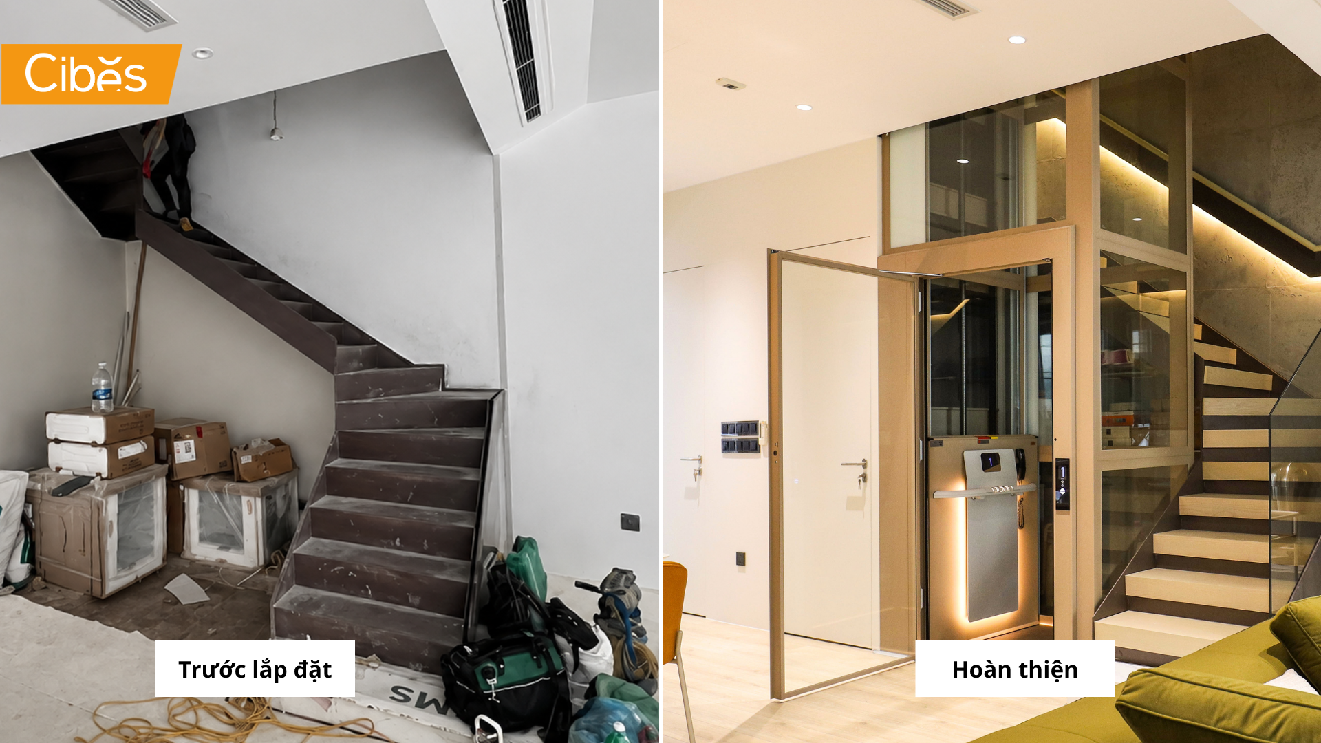 Lắp đặt thang máy Thụy Điển Cibes Air trong biệt thự Vinhomes Riverside